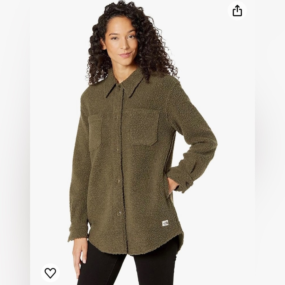 The North Face Wool Harrison Shacket in Taupe Green Heather NEW XS